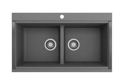 BOCCHI BAVENO LUX 34" Double Bowl Granite Composite Kitchen Sink with Integrated Workstation and Accessories with Covers