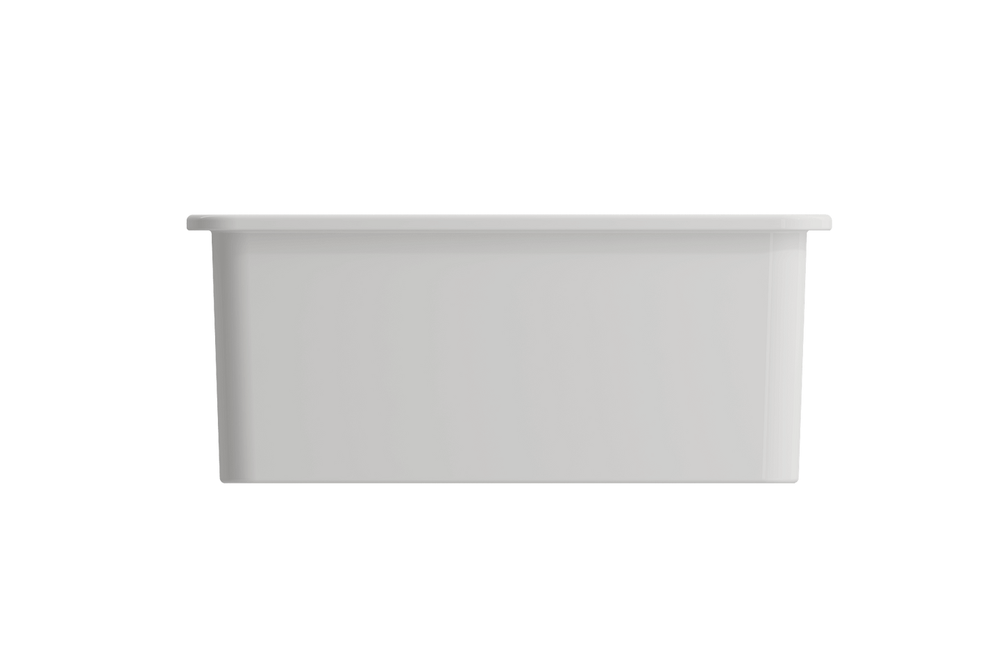 BOCCHI SOTTO 24" Fireclay Dual-Mount Single Bowl Sink with Bottom Grid & Strainer in white finish, showcasing a sleek front view.