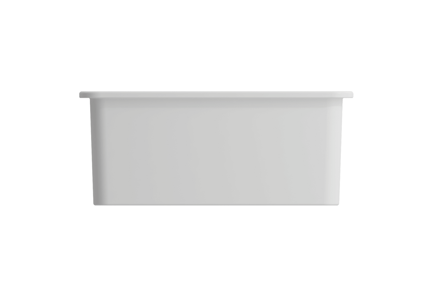 BOCCHI SOTTO 24" Fireclay Dual-Mount Single Bowl Sink with Bottom Grid & Strainer, front view, white color