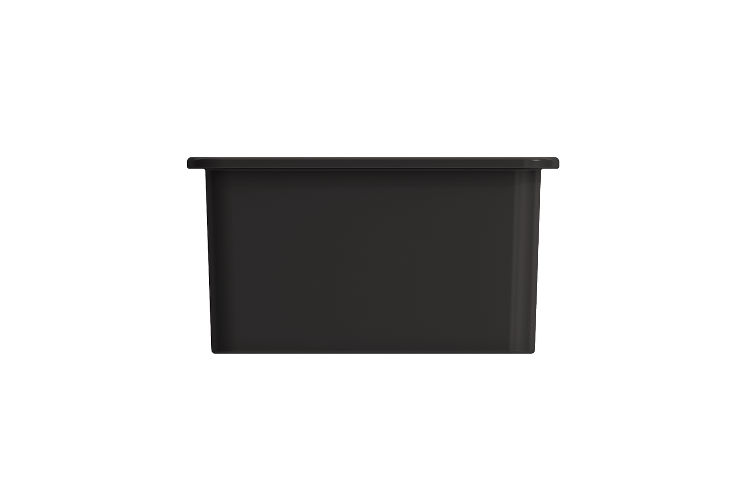 BOCCHI SOTTO 24" Fireclay Dual-Mount Single Bowl Sink with Bottom Grid & Strainer in black finish, showcasing sleek design.