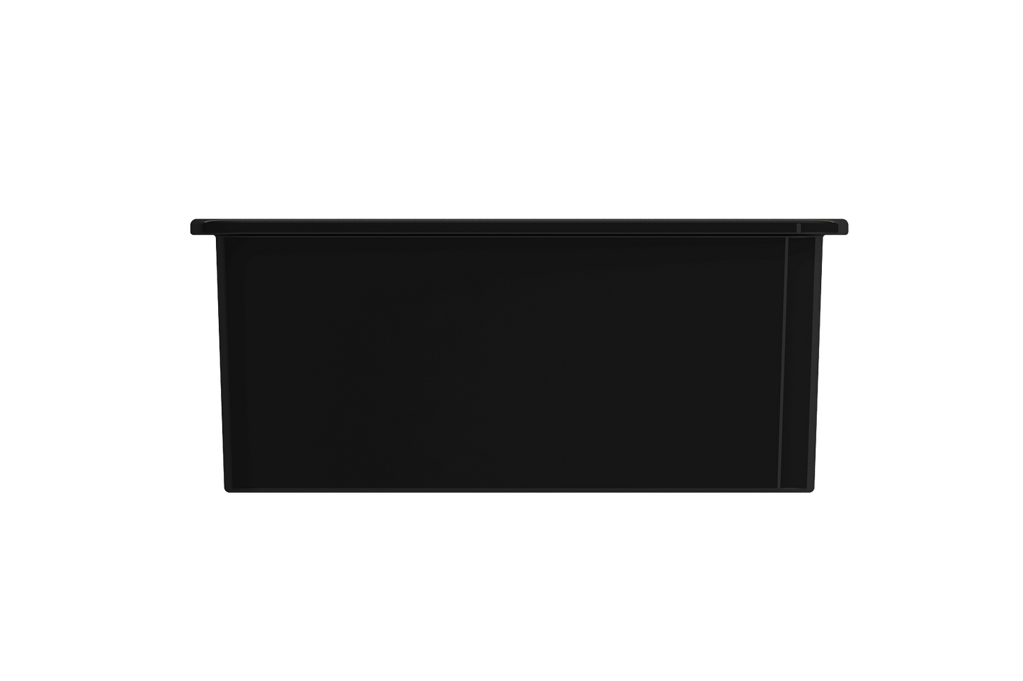 BOCCHI SOTTO 24" Fireclay Dual-Mount Single Bowl Sink with Bottom Grid & Strainer in black finish, showcasing sleek design.