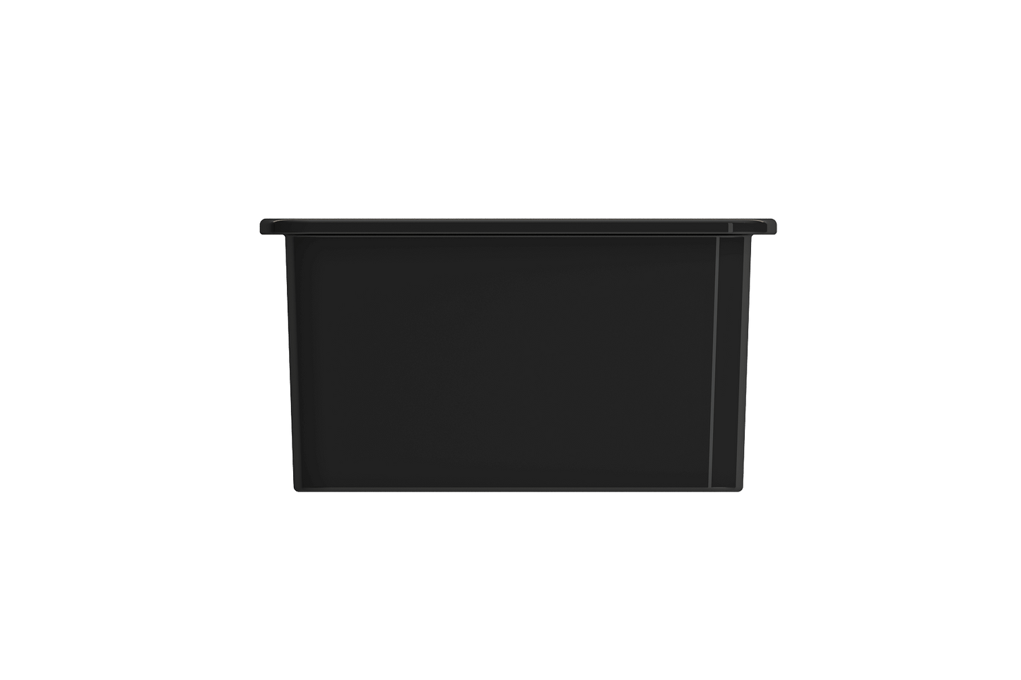 BOCCHI SOTTO 24" Fireclay Dual-Mount Single Bowl Sink with Bottom Grid & Strainer in sleek black finish.