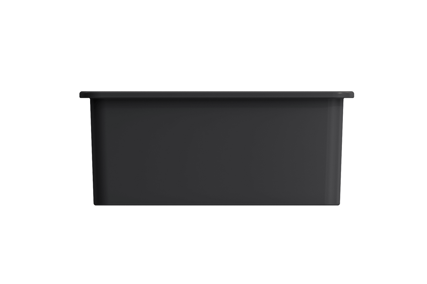 BOCCHI SOTTO 24" Fireclay Dual-Mount Single Bowl Sink with Bottom Grid & Strainer in matte black finish.
