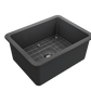 BOCCHI SOTTO 24" Fireclay Dual-Mount Single Bowl Kitchen Sink with Protective Bottom Grid and Strainer