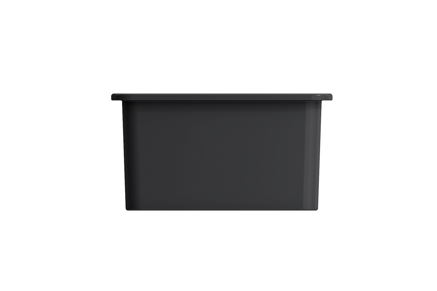 BOCCHI SOTTO 24" Fireclay Dual-Mount Single Bowl Sink with Bottom Grid & Strainer in black view from the front