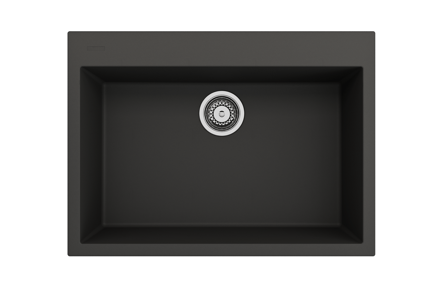 BOCCHI CAMPINO UNO 27" Dual-Mount Single Bowl Granite Composite Kitchen Sink in black.