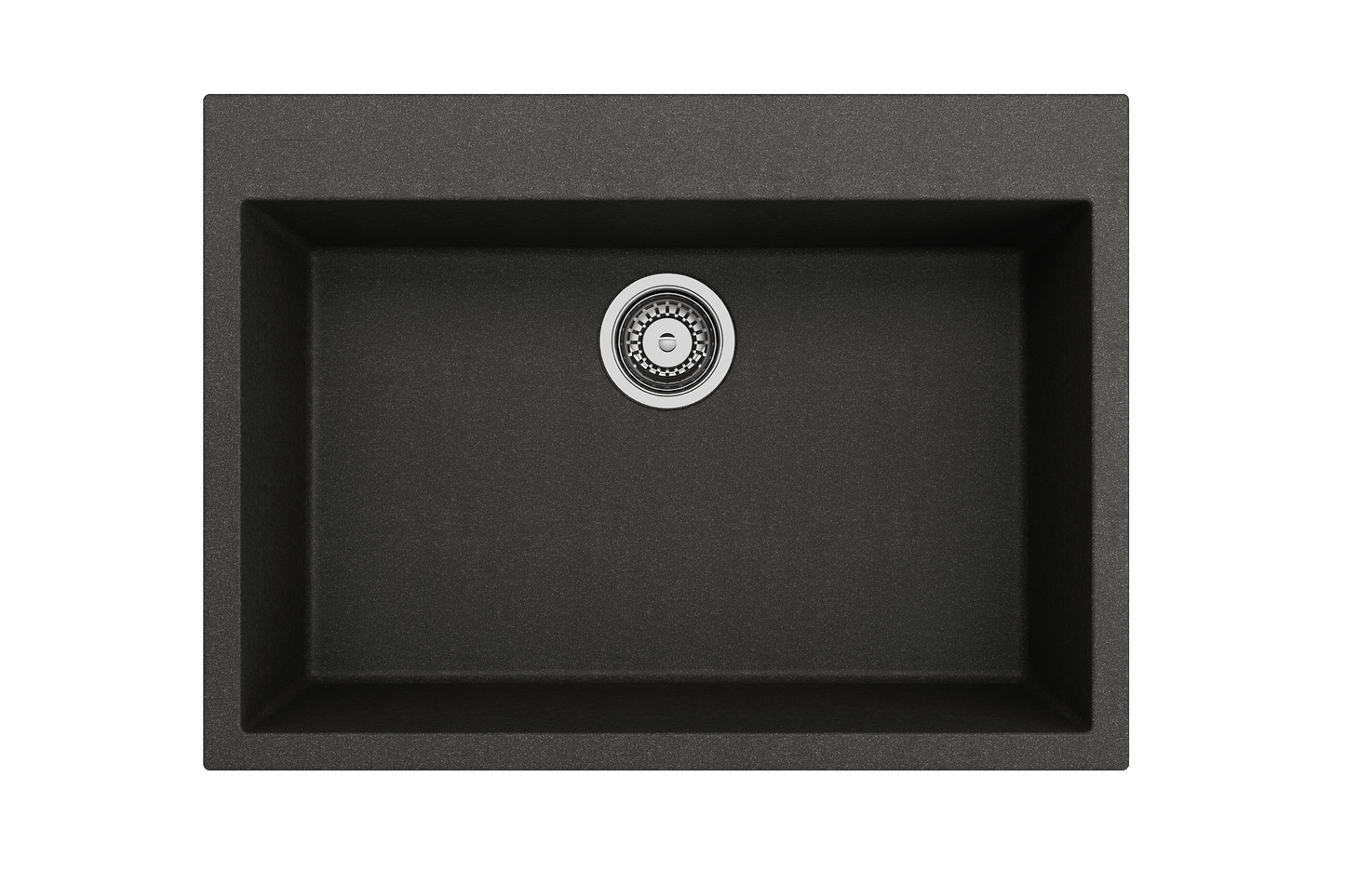 BOCCHI CAMPINO UNO 27" Dual-Mount Single Bowl Granite Composite Kitchen Sink in sleek black finish.