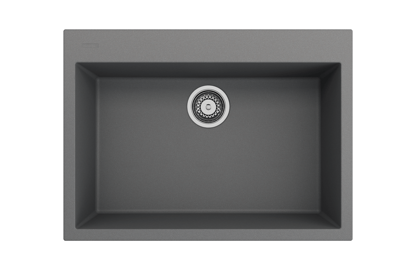 BOCCHI CAMPINO UNO 27" Dual-Mount Single Bowl Granite Composite Kitchen Sink top view in sleek gray.
