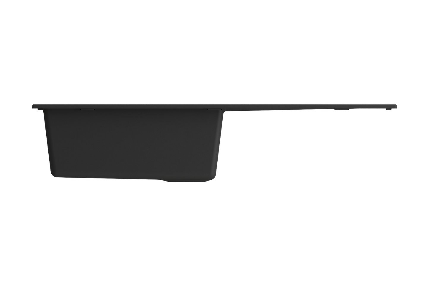 BOCCHI LEVANZO 20" Granite Kitchen Sink with Drain Board side view showcasing integrated drain.