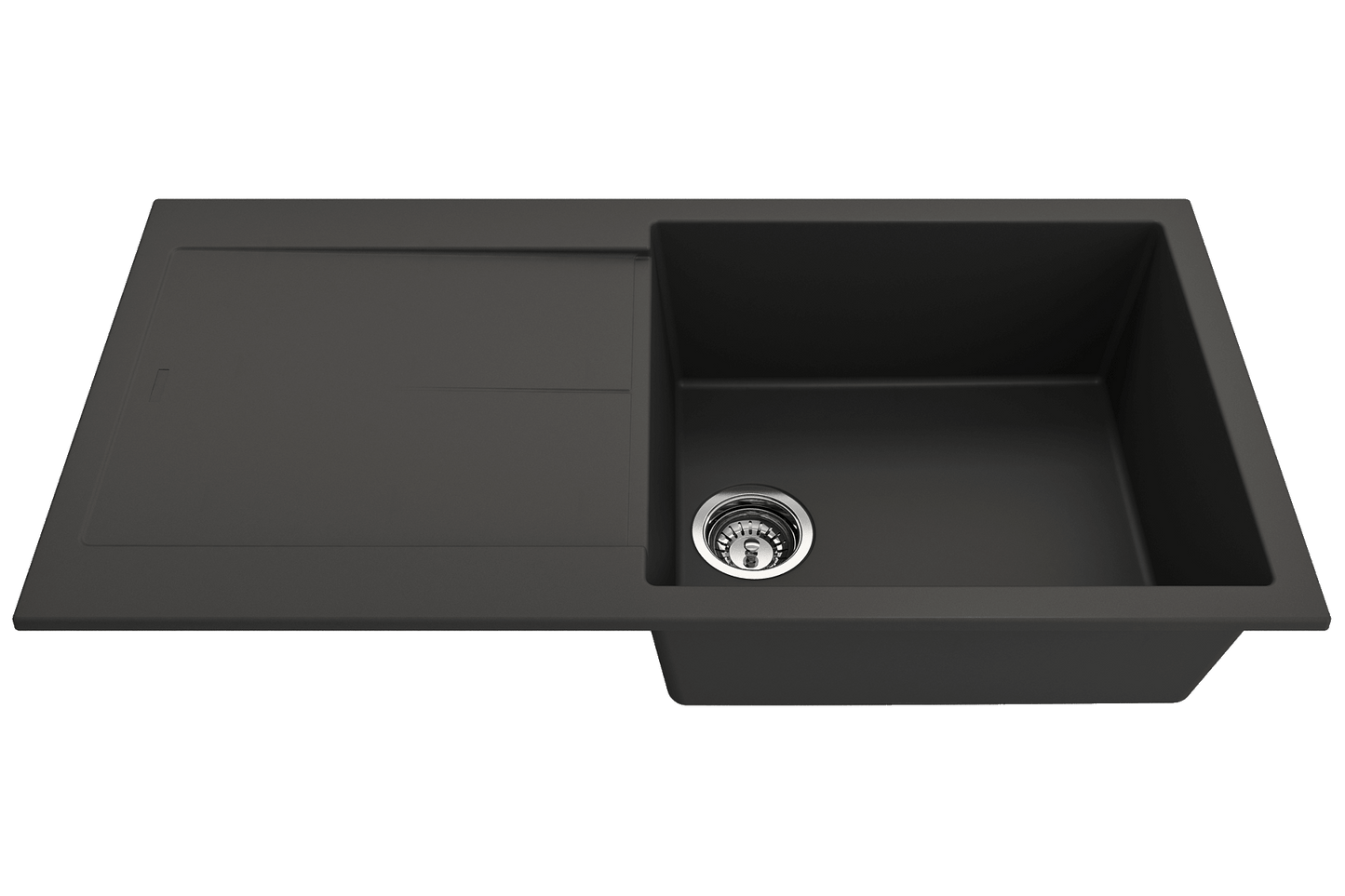 BOCCHI LEVANZO 20" Granite Kitchen Sink with Drain Board, compact Italian granite composite sink with integrated drain board.