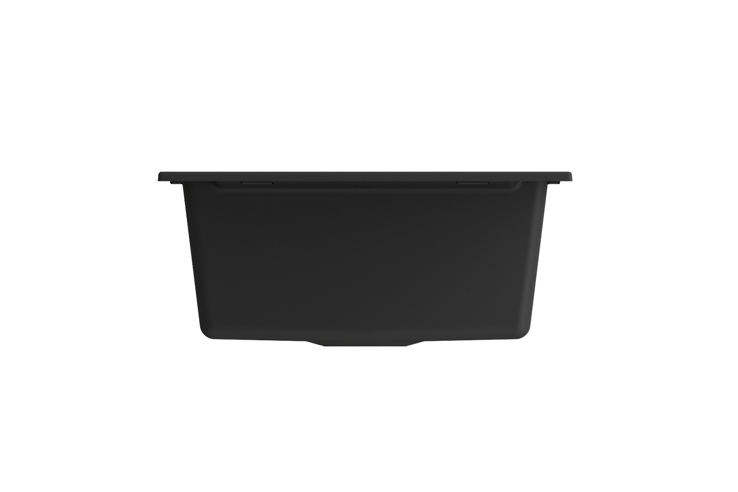 BOCCHI LEVANZO 20" Granite Kitchen Sink with Drain Board front view, showcasing its sleek black design.