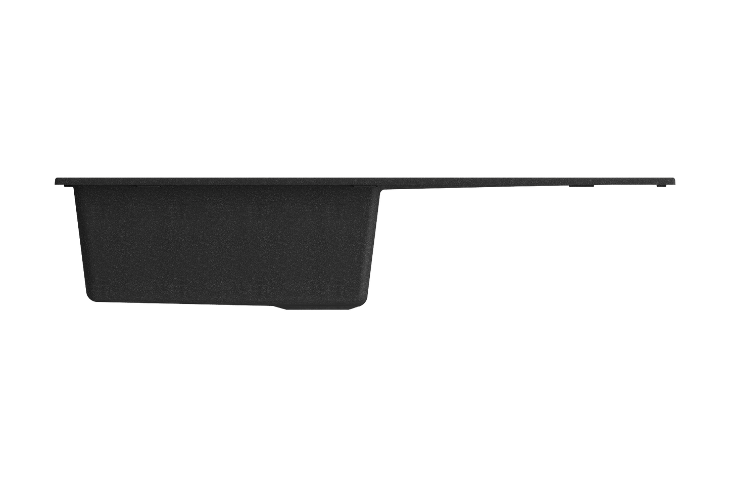 BOCCHI LEVANZO 20" Granite Kitchen Sink with Drain Board - Side view of sleek granite finish.