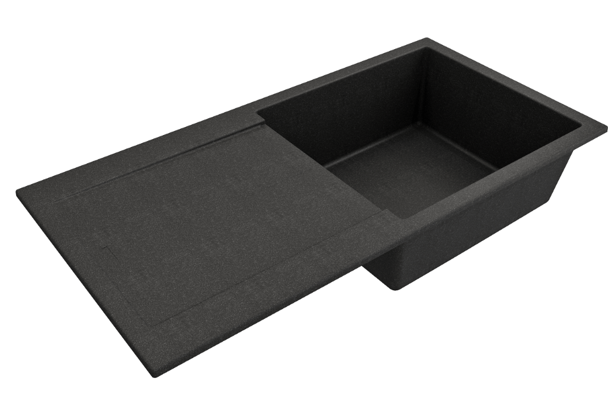 BOCCHI LEVANZO 20" Granite Kitchen Sink with Drain Board, stylish dark granite composite design.