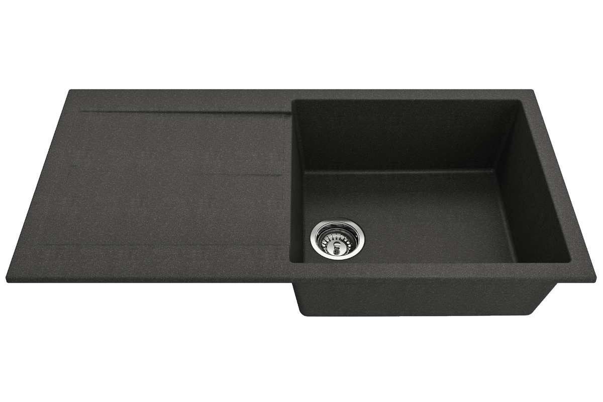 BOCCHI LEVANZO 20" Granite Kitchen Sink with Drain Board in a sleek design with integrated drain board for compact kitchens.