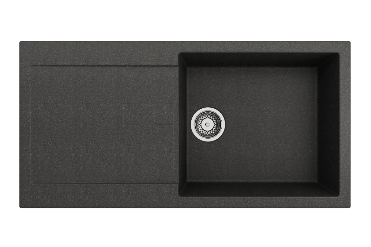BOCCHI LEVANZO 20" Granite Kitchen Sink with Drain Board top view showcasing integrated drain board and sleek design.