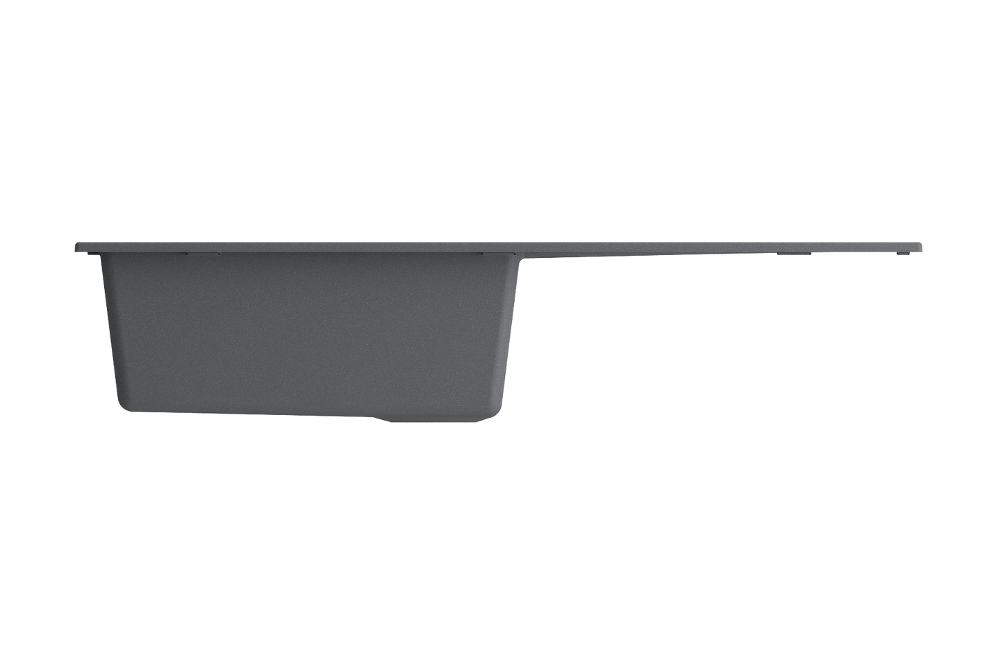 BOCCHI LEVANZO 20" Granite Kitchen Sink with Drain Board side view showcasing integrated design.