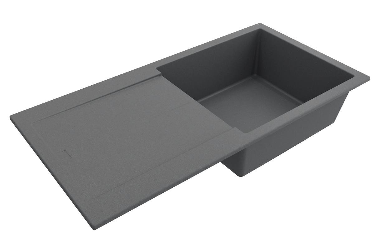 BOCCHI LEVANZO 20" Granite Kitchen Sink with Drain Board showcasing its compact design and integrated features.