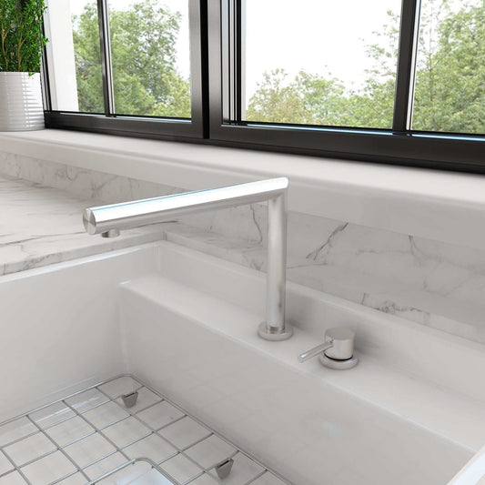 BOCCHI BAVENO Move Kitchen Faucet with sleek design and modern finish in a marble kitchen setting