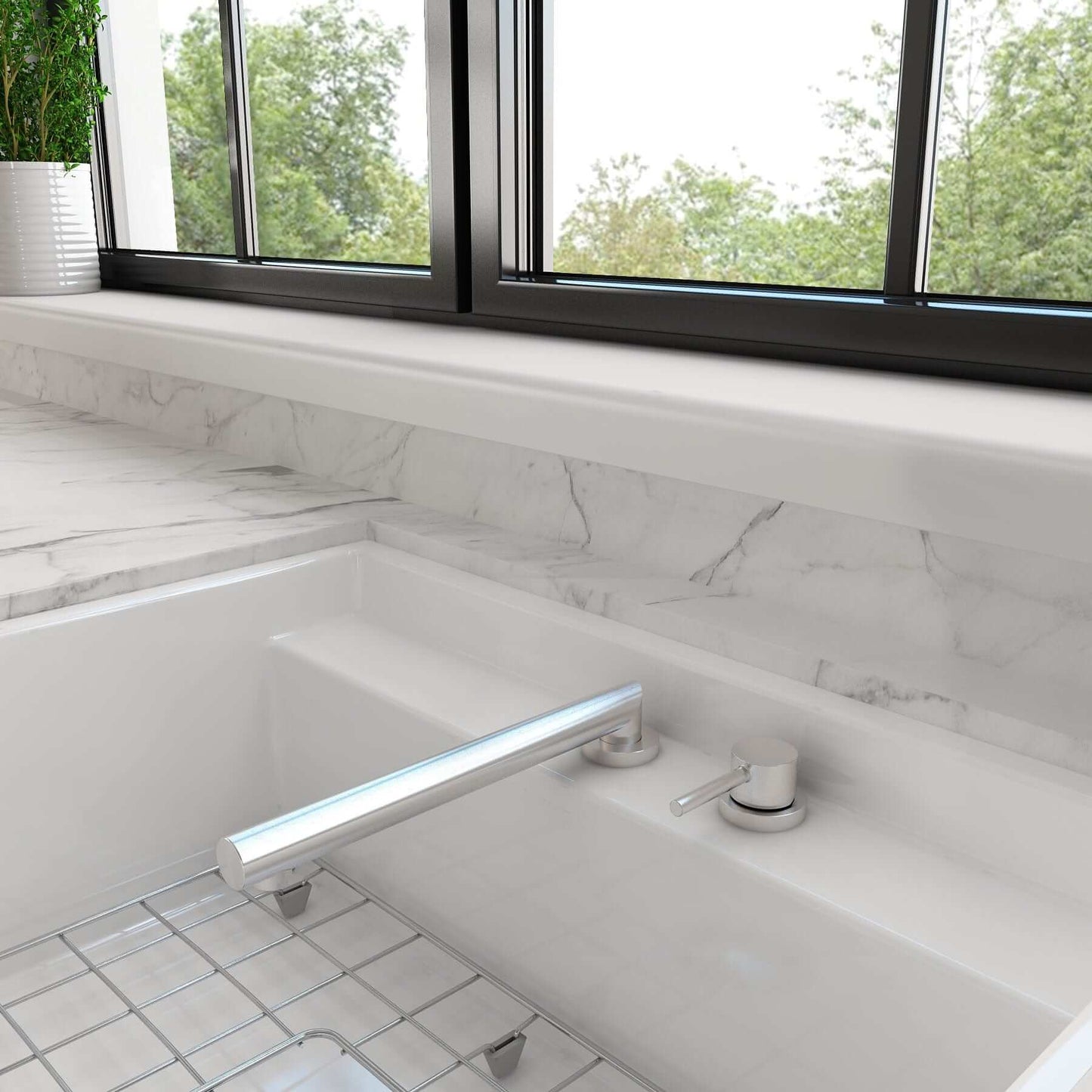 BOCCHI BAVENO Move Kitchen Faucet displayed in a modern kitchen with a sleek design and natural light.