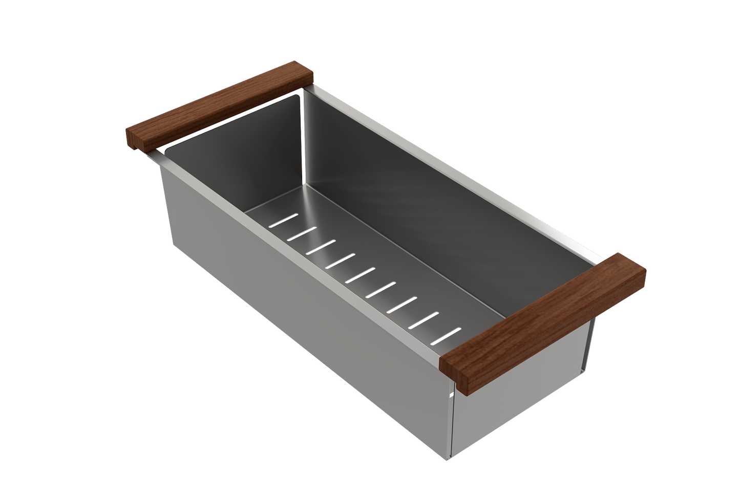 BOCCHI Deep Stainless Steel Colander with Wooden Sapele Handles 2310 0003 featuring a sleek design and durable materials.