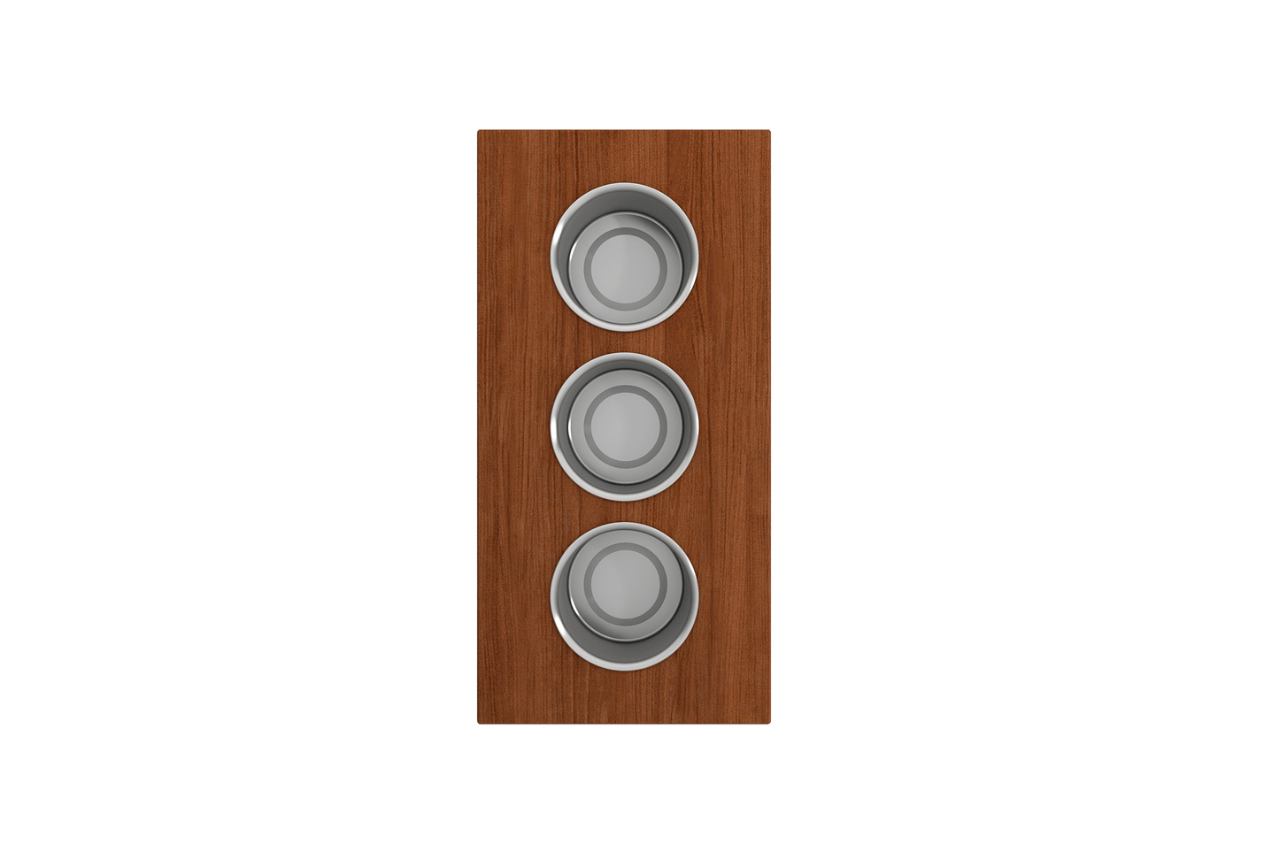 BOCCHI Workstation Prep Board Set - 3 Round Stainless Steel Bowls - 2330 0010 displayed with wooden background.