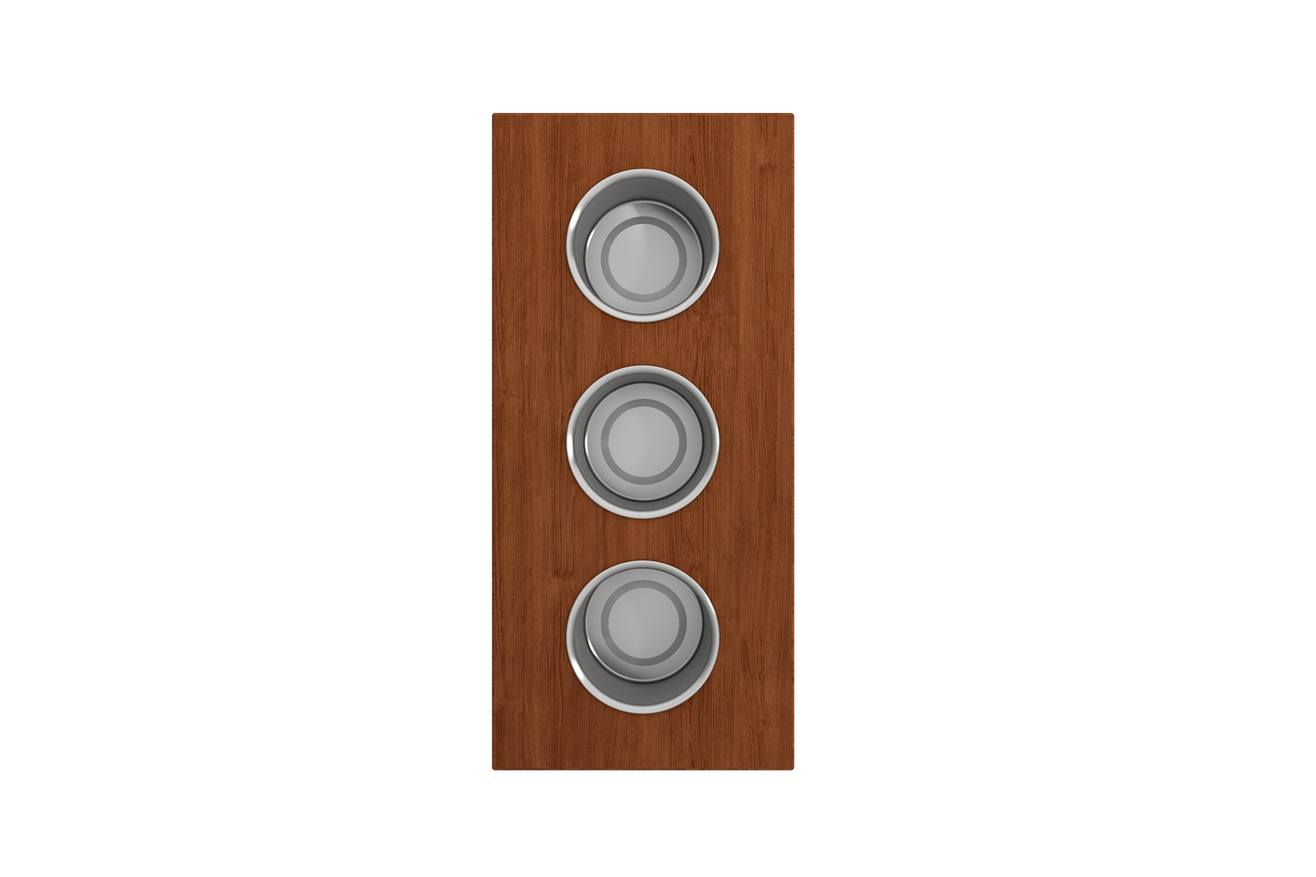 BOCCHI Prep Board Set for Workstation Sinks with 3 Round Stainless Steel Bowls 2320 0011 on a wooden surface.