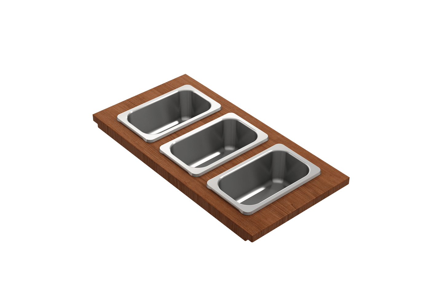 Bocchi Wood Board for Workstation Sinks - with 3 Rectangular Stainless Steel Bowls - 2320 0013