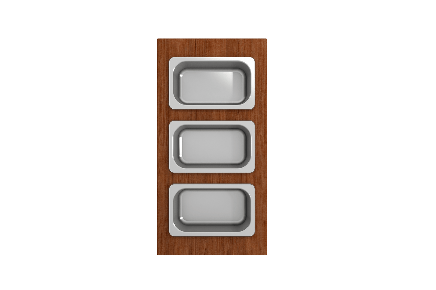 Bocchi Wood Board for Workstation Sinks - with 3 Rectangular Stainless Steel Bowls - 2320 0013 featuring three bowls.