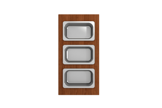 Bocchi Wood Board for Workstation Sinks - with 3 Rectangular Stainless Steel Bowls - 2320 0013 featuring three bowls.