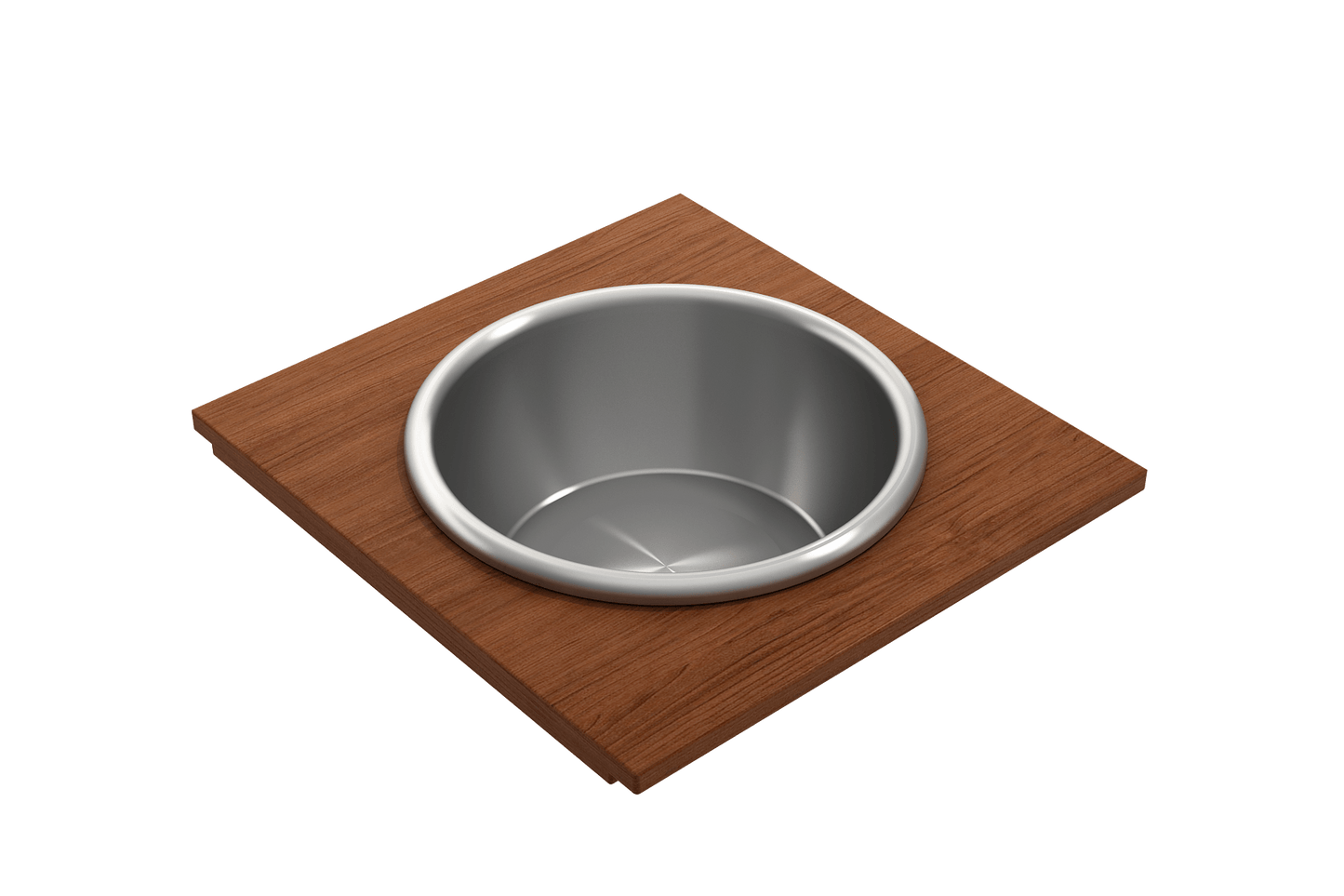 BOCCHI Wood Board with Large Stainless Steel Mixing Bowl & Colander - 2320 0014 on a wooden prep surface.