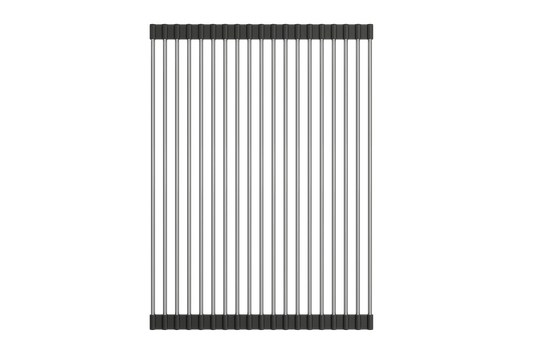 BOCCHI Roller Mat Stainless Steel with Black Edging - 2350 0005, premium stainless steel mat for sink protection.