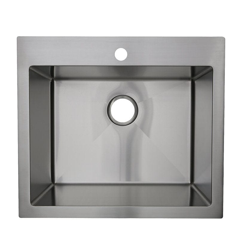 Nantucket 25" Pro Series Dual-Mount Stainless Steel Kitchen Sink SR2522-12-16 with single faucet hole.