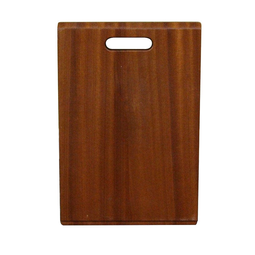 Nantucket 18" Prep Station Sapele Hardwood Cutting Board CB-S18121 with a smooth, rich brown surface and cutout handle.