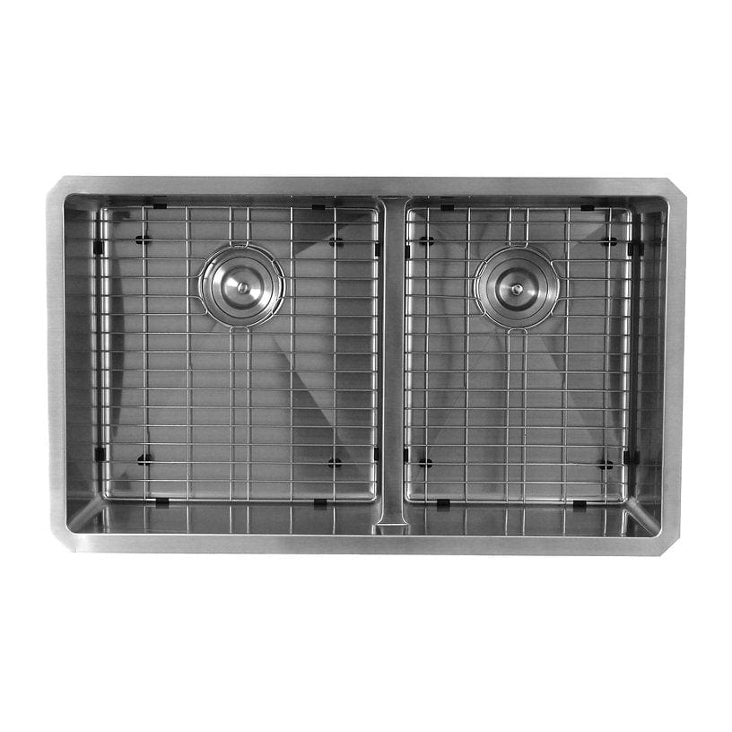 Nantucket 32" Pro Series Undermount Kitchen Sink SR3219-OS-16 double bowl with grid design.