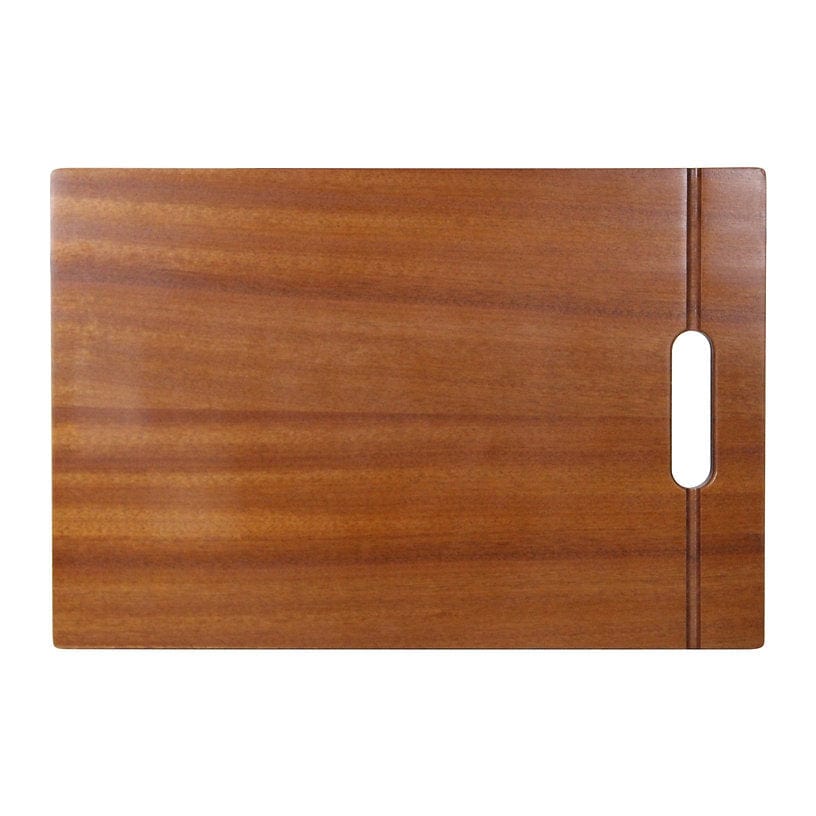 Nantucket 18" Prep Station Sapele Hardwood Cutting Board CB-S18121 showcasing a polished wooden surface.