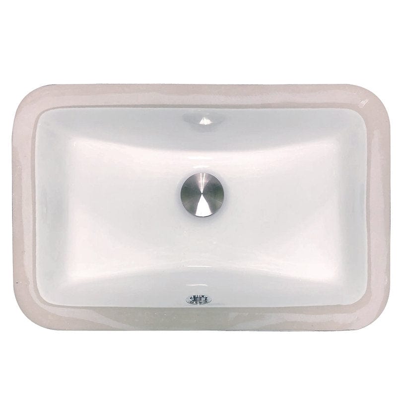 Nantucket 17.125" Undermount Ceramic Bathroom Sink UM-159-W top view, showcasing deep scoop design and modern elegance.