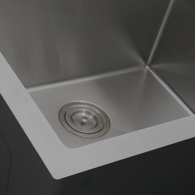 Nantucket 25" Pro Series Dual-Mount Stainless Steel Kitchen Sink SR2522-12-16 with stainless steel drain.