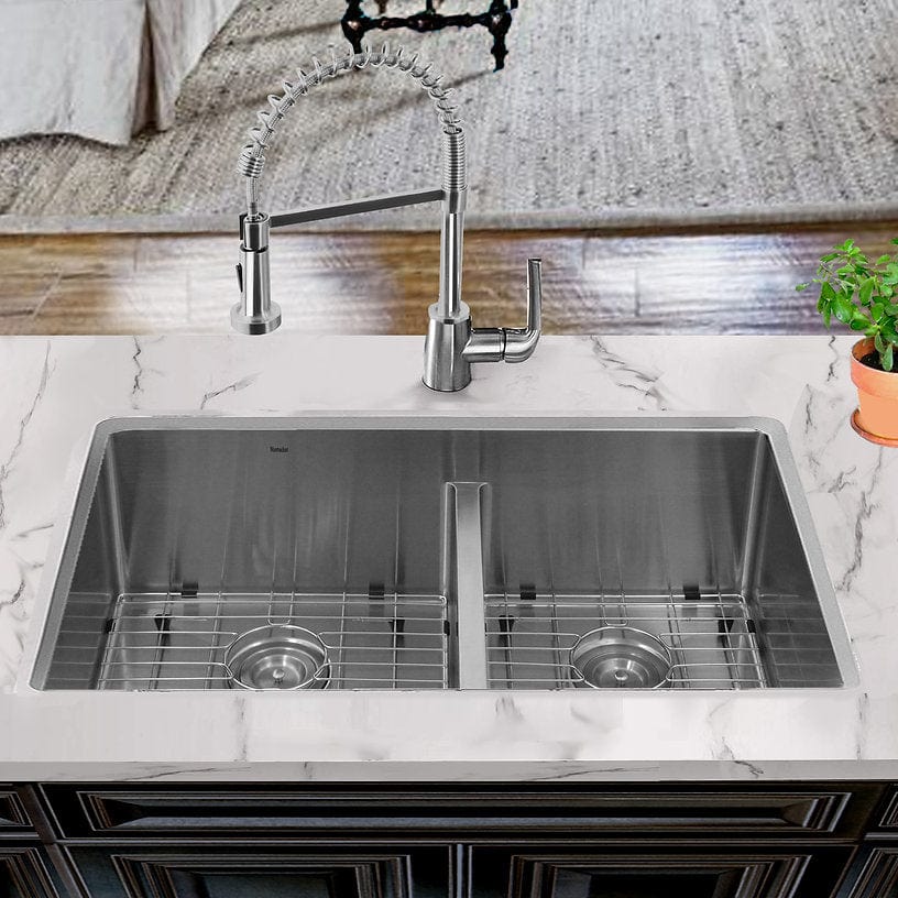 Nantucket 32" Pro Series Undermount Kitchen Sink SR3219-OS-16 installed in a modern kitchen countertop.
