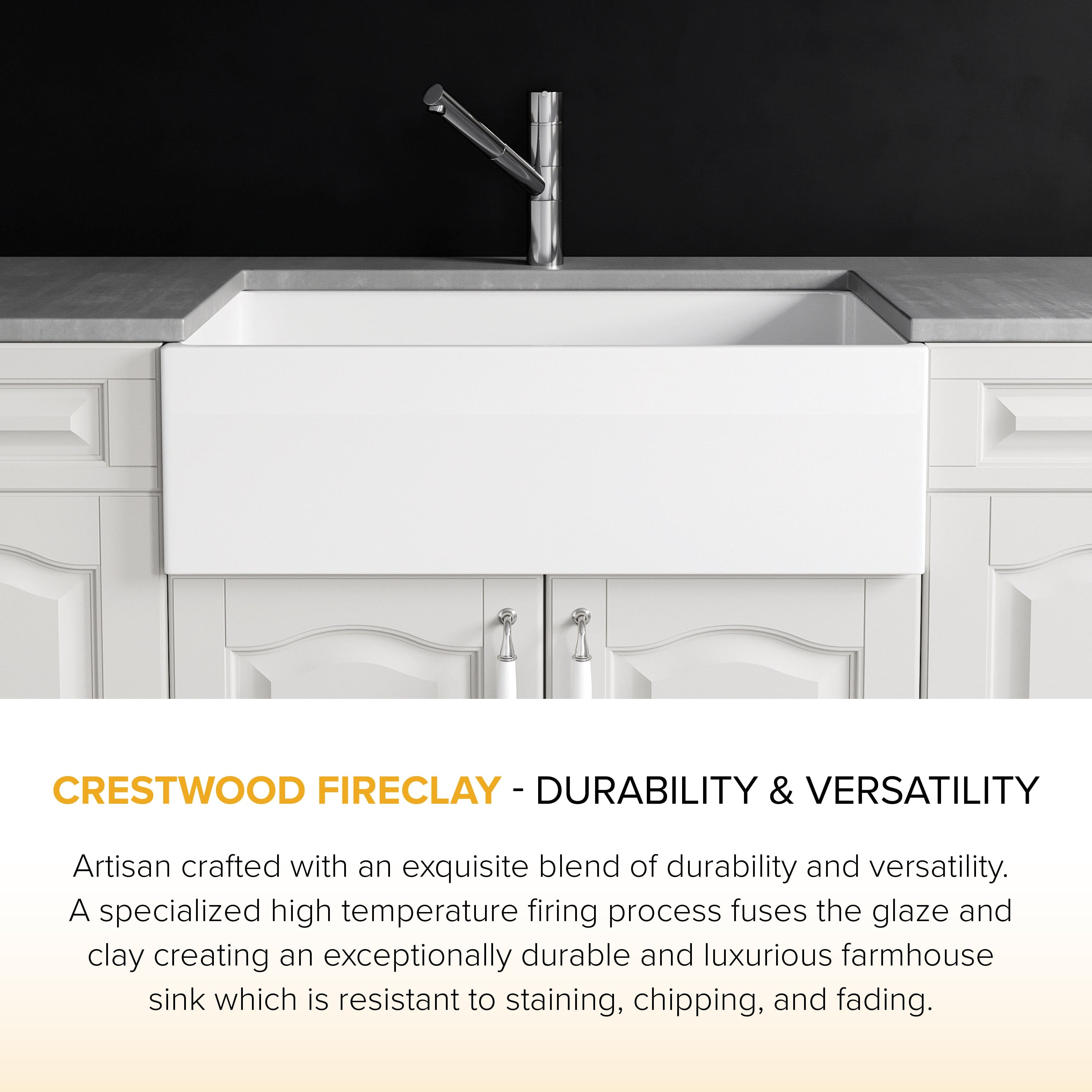 Crestwood 36" Modern Double Bowl Fireclay Sink