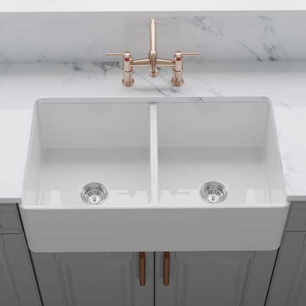 Crestwood 33 Classic Double Bowl Fireclay Sink