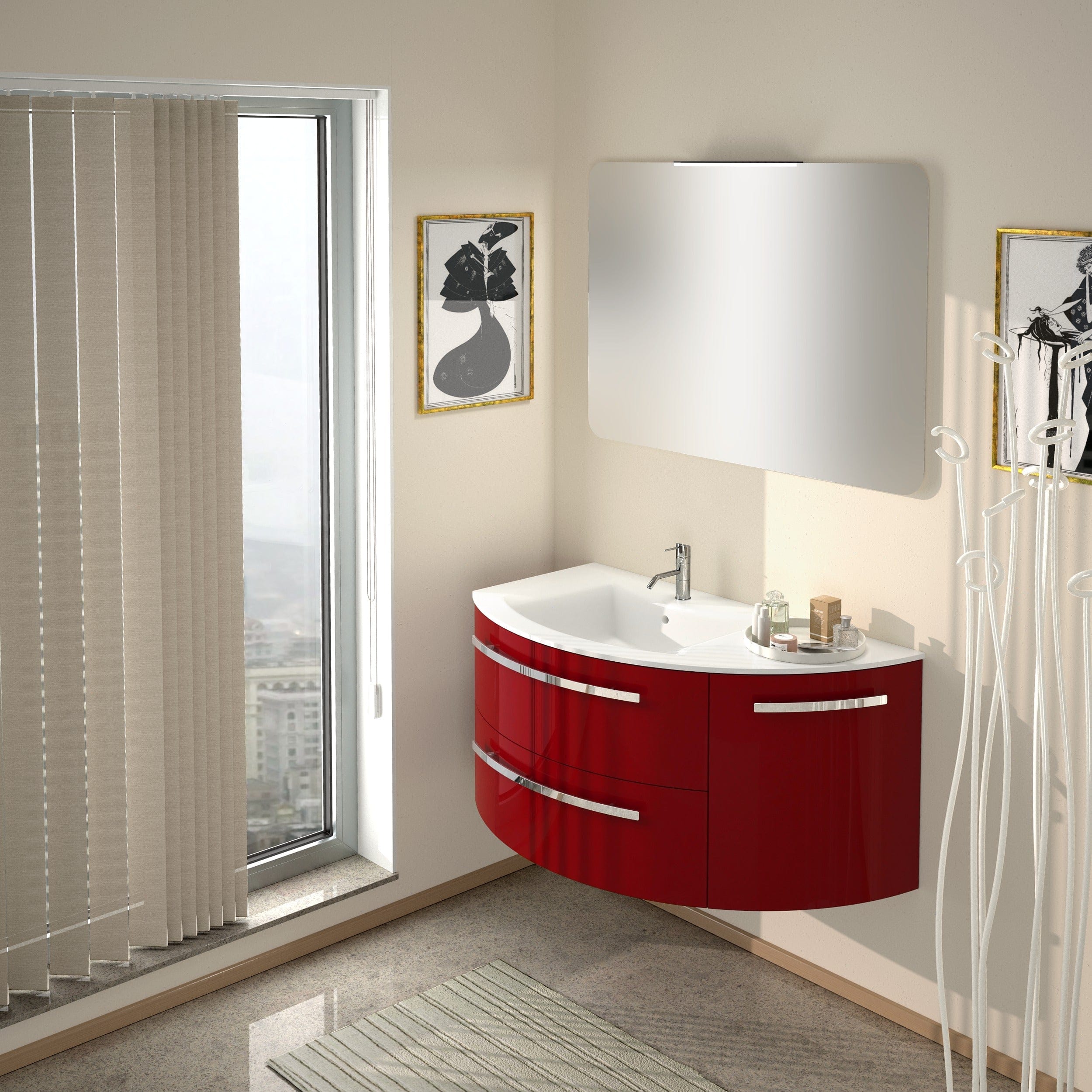 LATOSCANA AMENO 38" Modern Wall Mounted Vanity Unit with Right Rounded Cabinet