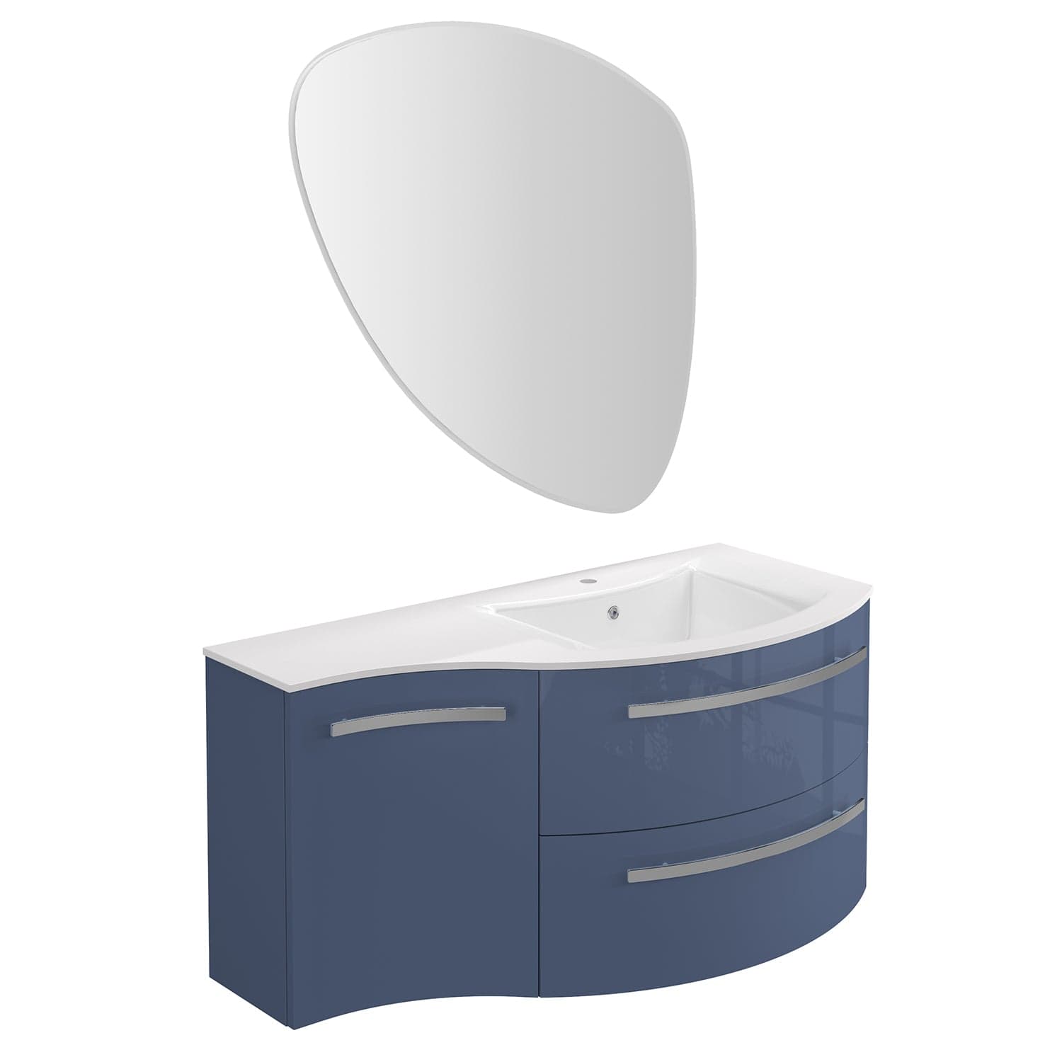 LATOSCANA AMENO 43" Modern Wall Mounted Vanity Unit with Left Concave Cabinet