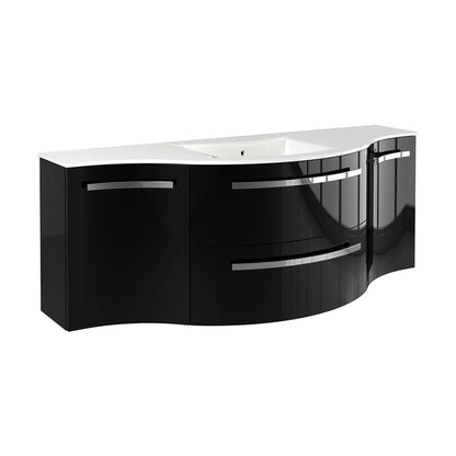 LATOSCANA AMENO 57" Modern Wall Mounted Vanity Unit with Left and Right Concave Cabinets