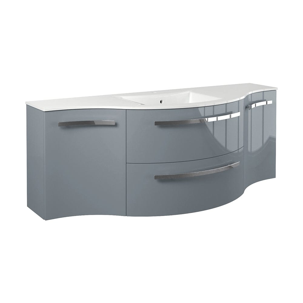 LATOSCANA AMENO 57" Modern Wall Mounted Vanity Unit with Left and Right Concave Cabinets