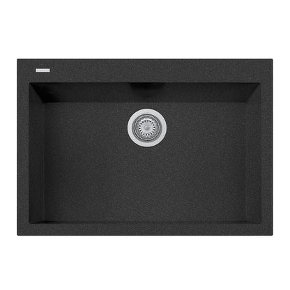 Top view of LaToscana One Series 30" Drop-In Single Bowl Kitchen Sink in Black Metallic finish.
