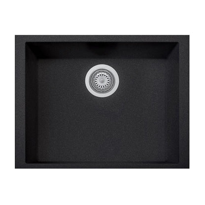 LaToscana One Series 23" Undermount Single Bowl Kitchen Sink front view in Black Metallic finish.