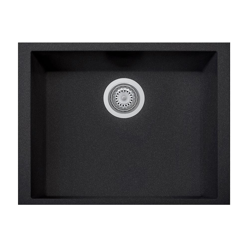 LaToscana One Series 23" Undermount Single Bowl Kitchen Sink front view in Black Metallic finish.