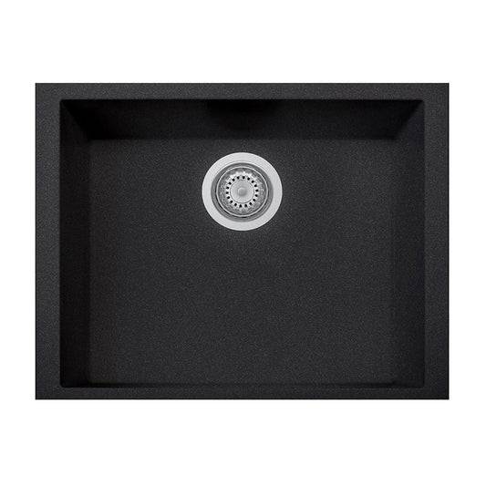 LaToscana One Series 23" Undermount Single Bowl Kitchen Sink front view in Black Metallic finish.