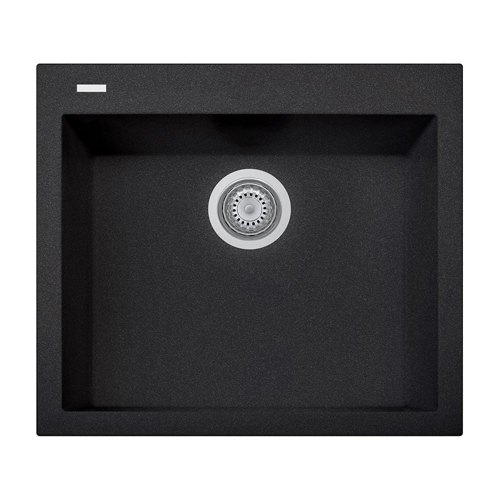 Top view of LaToscana One Series 23" Drop-In Single Bowl Kitchen Sink in black metallic finish.