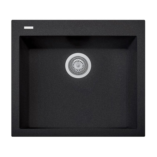 Top view of LaToscana One Series 23" Drop-In Single Bowl Kitchen Sink in black metallic finish.